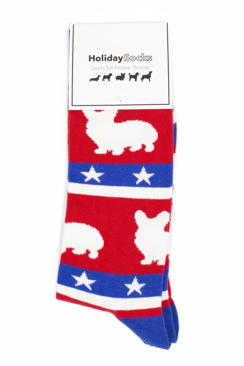 Patriotic Corgi Socks - Holiday Collection - SOCK DOGGO